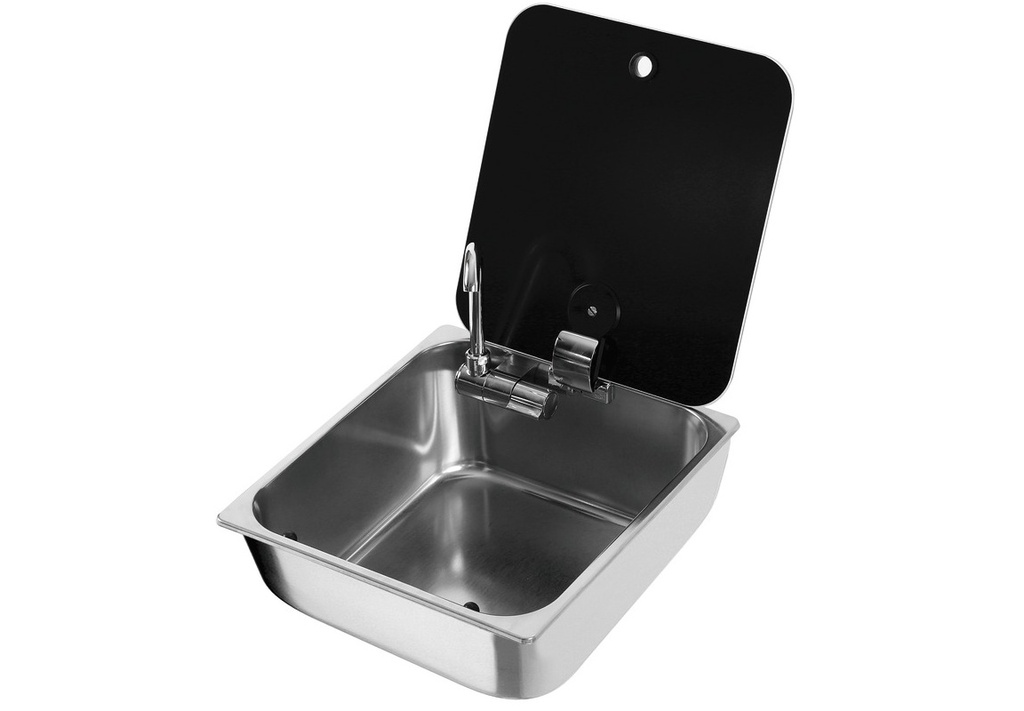 [EU50.187.45] Wasbak met glazen deksel en koud water kraan