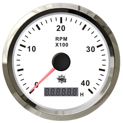 [EU27.327.02] Osculati revolution counter 0-4000 RPM white/glossy